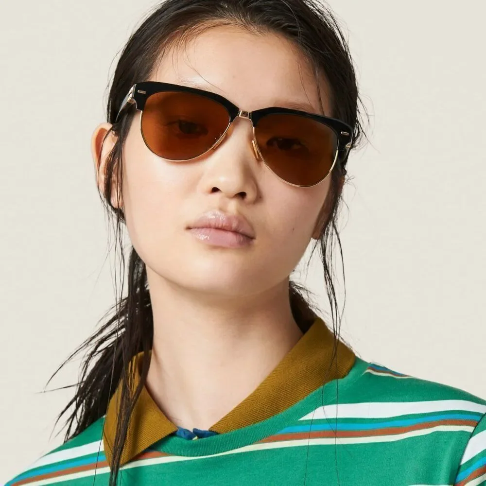 NEW Miu Miu MU09ZS 1AB2Z1 RUNWAY Black Brown Browline Unisex Sunglasses SMU09Z